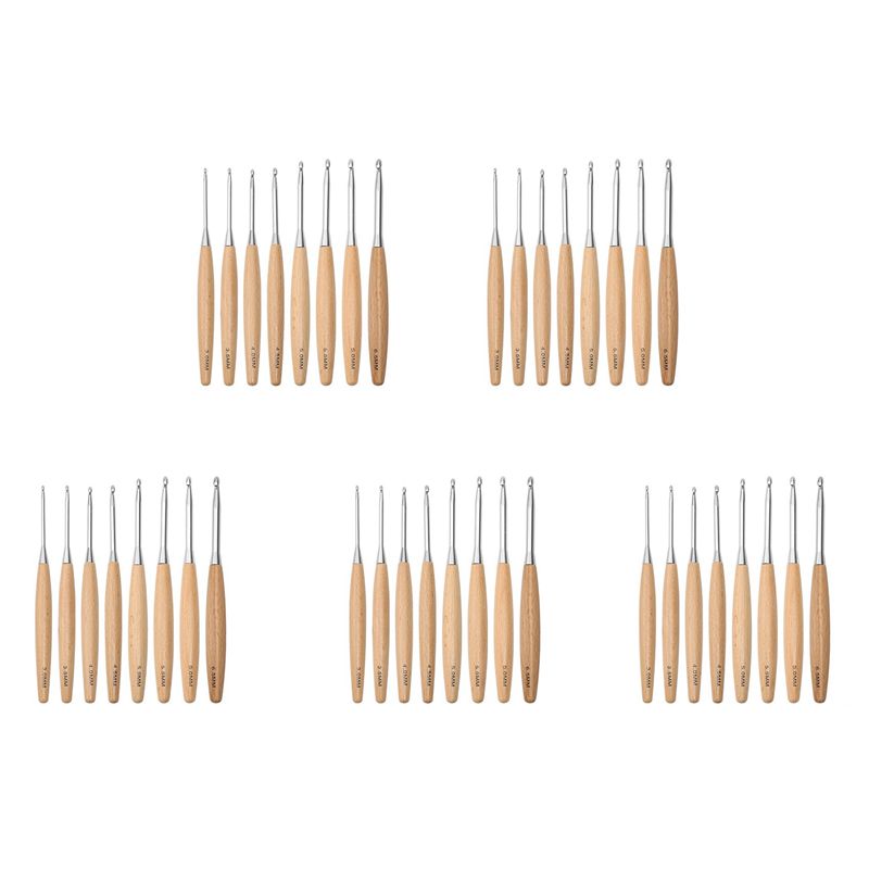 ABJI-40Pcs Wood Crochet Hooks  - огляд і ціна Wooden Crochet Hooks Ergonomic Handle